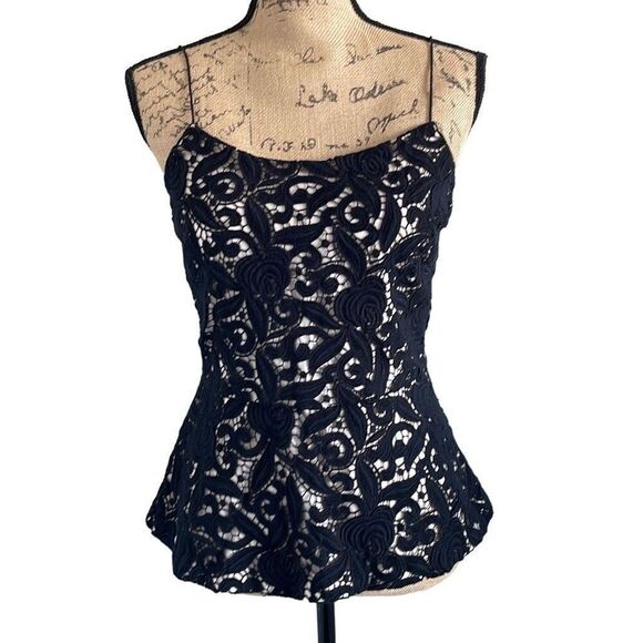 EUC Banana Republic BR Heritage Collection Black Embroidered Layered Camisole - - Picture 1 of 7